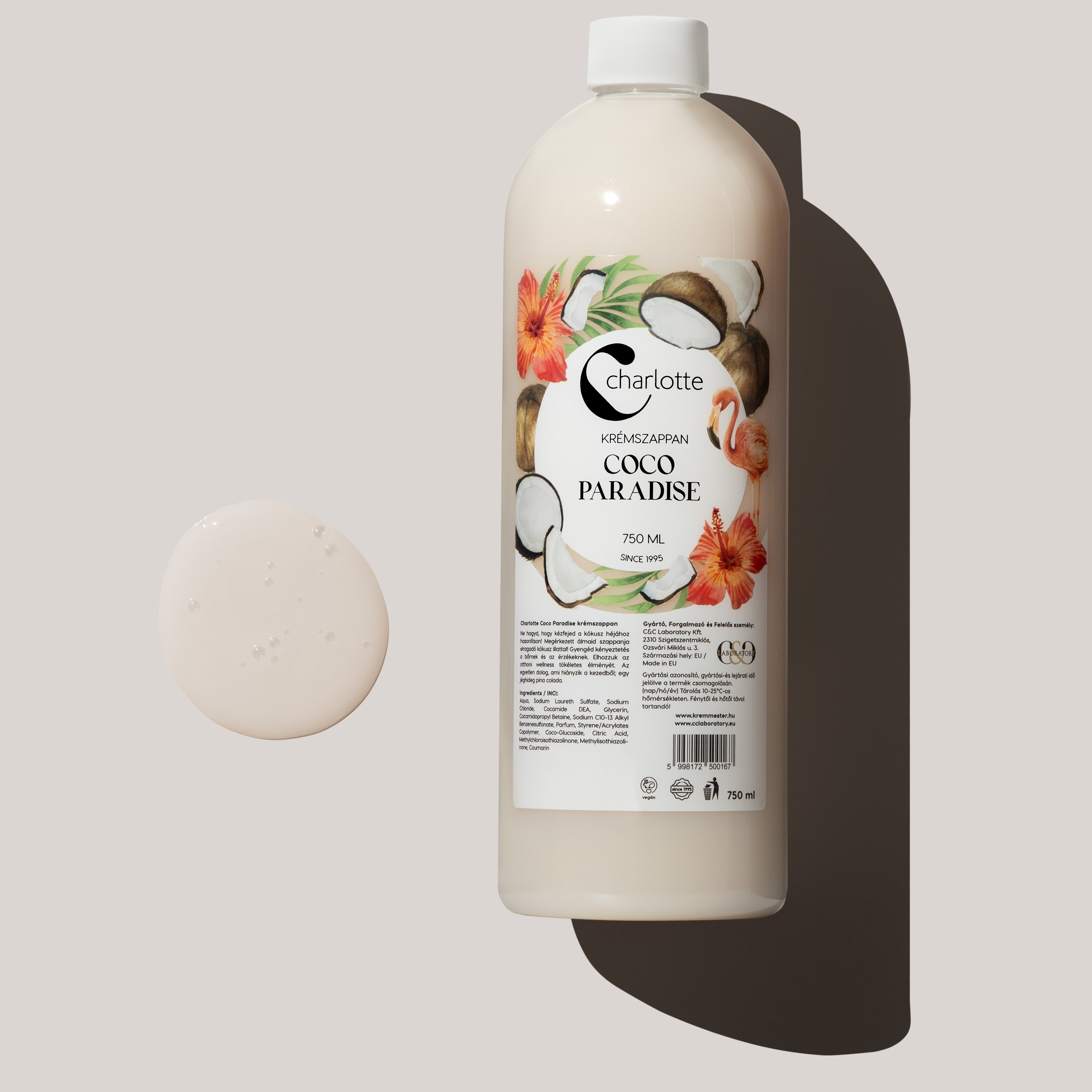 Charlotte Coco Paradise krémszappan utántöltő 750 ml
