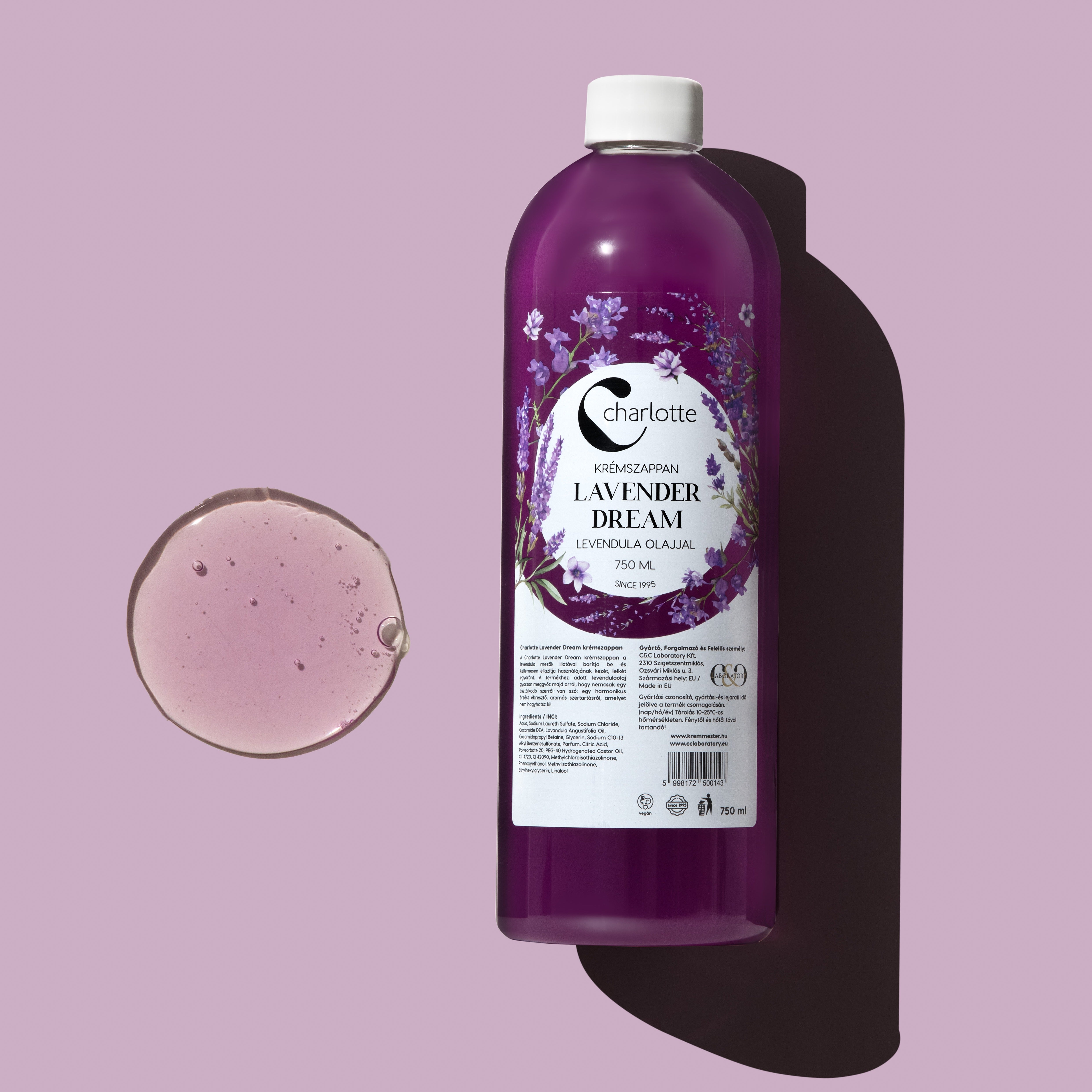 Charlotte Lavender Dream krémszappan utántöltő 750 ml
