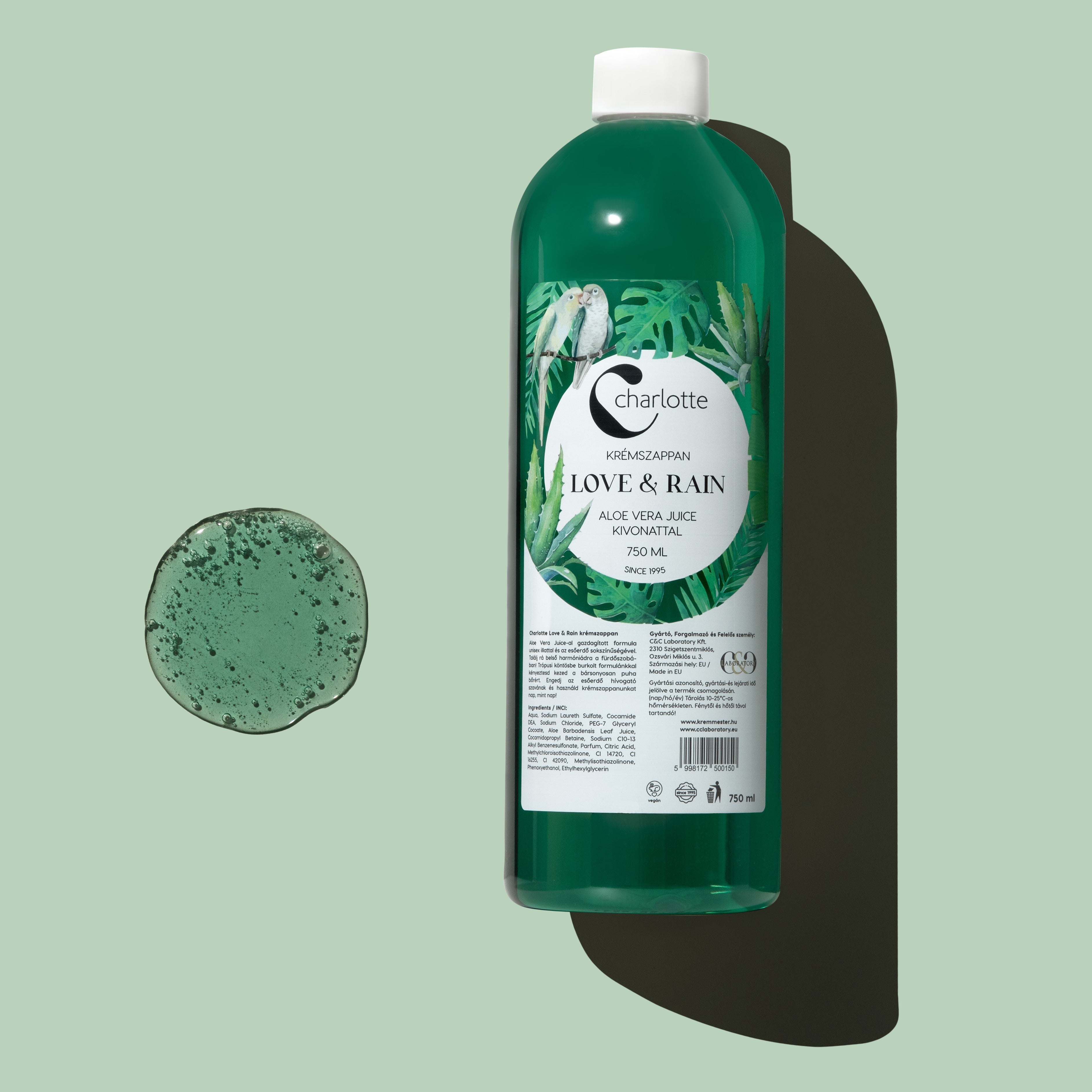 Charlotte Love & Rain krémszappan utántöltő 750 ml