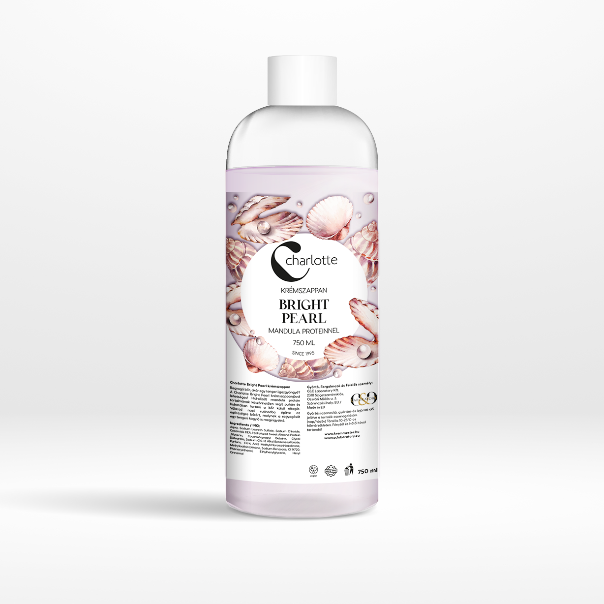 Charlotte Bright Pearl krémszappan utántöltő 750 ml