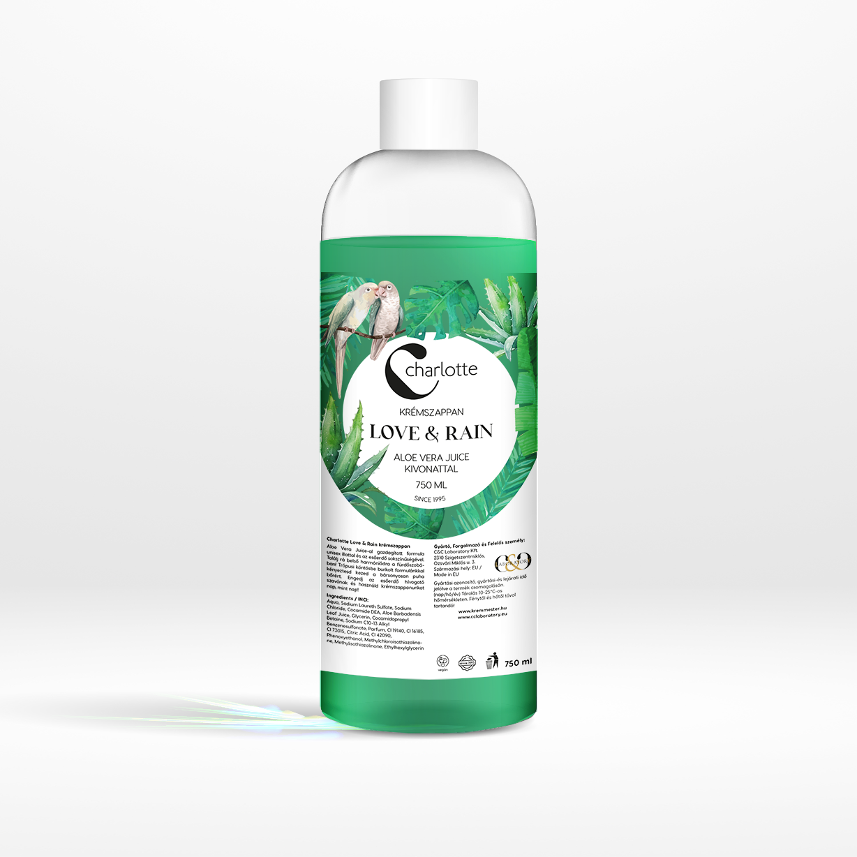 Charlotte Love & Rain krémszappan utántöltő 750 ml