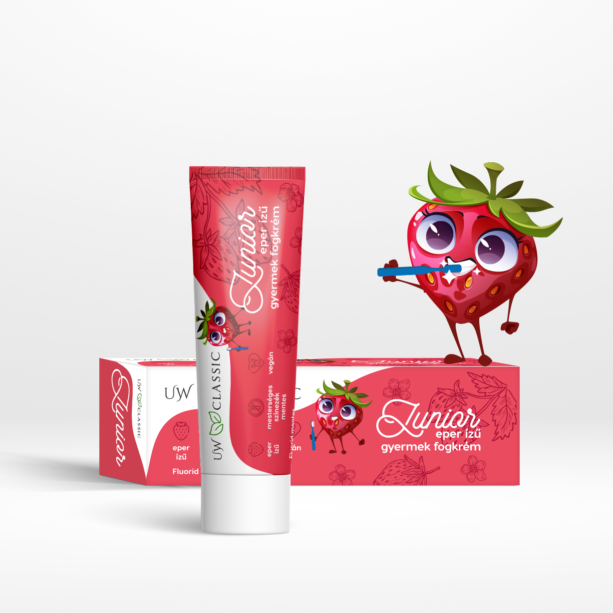 UW Classic Junior - Fluoridmentes eper ízű gyermek fogkrém 75 ml